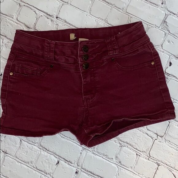 Juniors Maroon Jean Shorts  - Picture 1 of 5